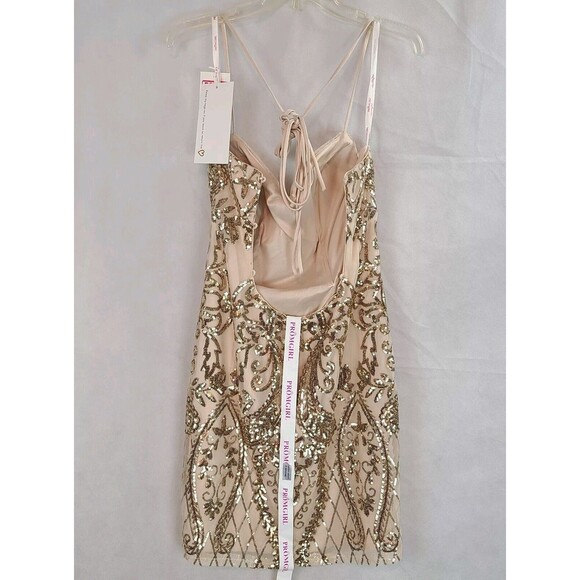 New PROMGRIL Women's (16) Champ/Gold Sequin Homecoming Cocktail Mini Dress $149 - Picture 7 of 11